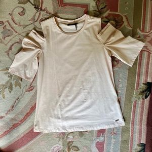 DKNY Pink Cold Shoulder Cotton Top